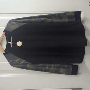 Pinkblush Black and Camouflage Long Sleeve Tee - Maternity
